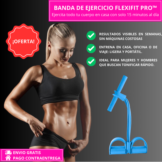 NUEVA BANDA DE EJERCICIO ELASTICA FLEXIFIT PRO - Entrena todo tu cuerpo en casa… en solo 15 minutos al día