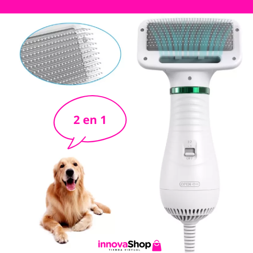 NUEVO CEPILLO SECADOR DE MASCOTA 2 EN 1 + GUIA DIGITAL CONSEJOS PARA PELAJE DE PERROS Y GATOS