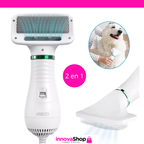 NUEVO CEPILLO SECADOR DE MASCOTA 2 EN 1 + GUIA DIGITAL CONSEJOS PARA PELAJE DE PERROS Y GATOS