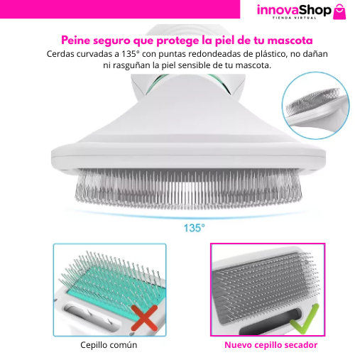 NUEVO CEPILLO SECADOR DE MASCOTA 2 EN 1 + GUIA DIGITAL CONSEJOS PARA PELAJE DE PERROS Y GATOS