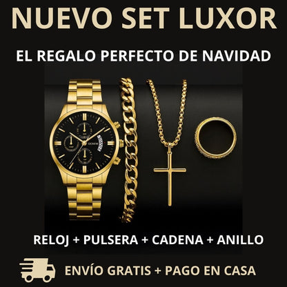 ¡PROMO INICIO 2026! SET LUXOR™ – RELOJ + PULSERA + CADENA + ANILLO |