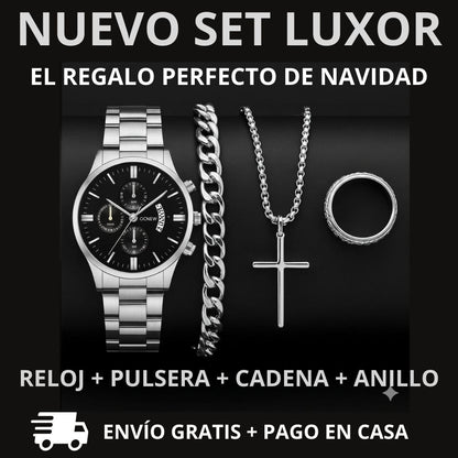¡PROMO INICIO 2026! SET LUXOR™ – RELOJ + PULSERA + CADENA + ANILLO |