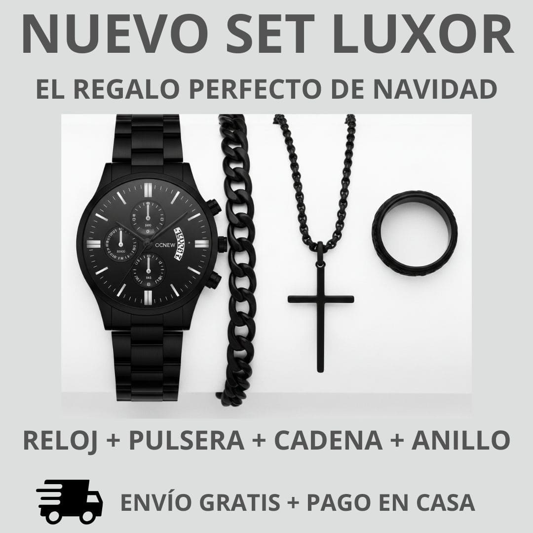 ¡PROMO INICIO 2026! SET LUXOR™ – RELOJ + PULSERA + CADENA + ANILLO |