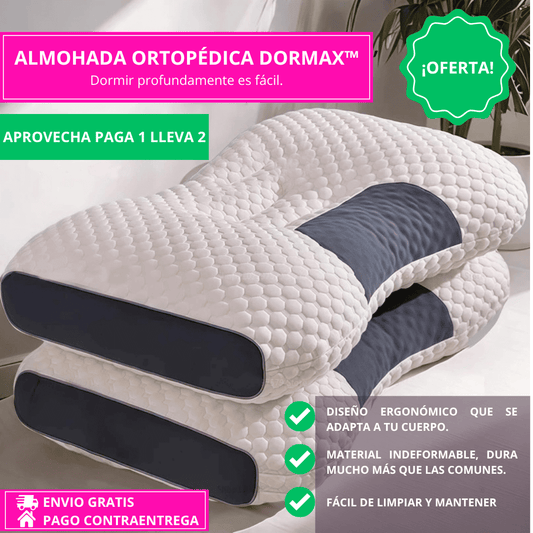 Nueva DorMax™ – Almohada Ortopédica Antialérgica - Tu descanso empieza con una almohada inteligente.