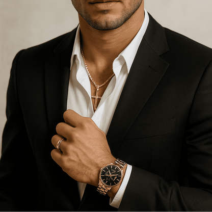 ¡PROMO INICIO 2026! SET LUXOR™ – RELOJ + PULSERA + CADENA + ANILLO |