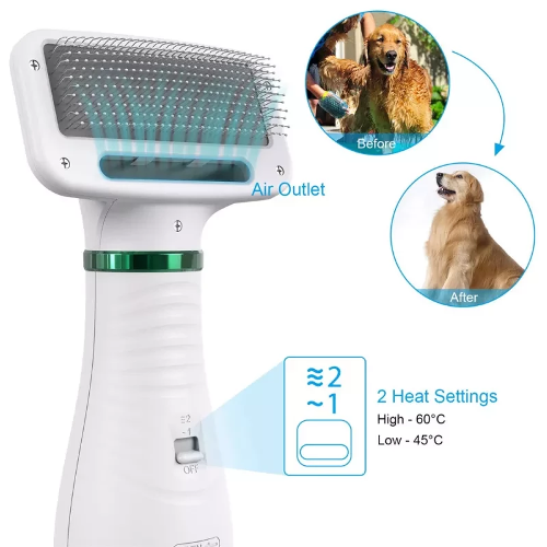 NUEVO CEPILLO SECADOR DE MASCOTA 2 EN 1 + GUIA DIGITAL CONSEJOS PARA PELAJE DE PERROS Y GATOS